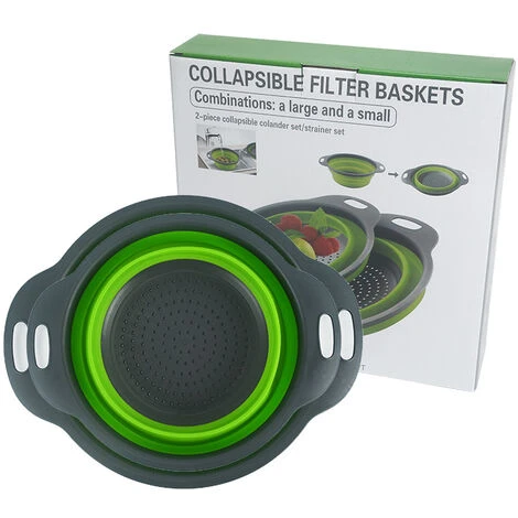 Panier égouttoir D'évier,Passoire En Silicone Pliable Vert 2pcs 1 Panier égouttoir D'évier,Passoire En Silicone Pliable Vert 2pcs