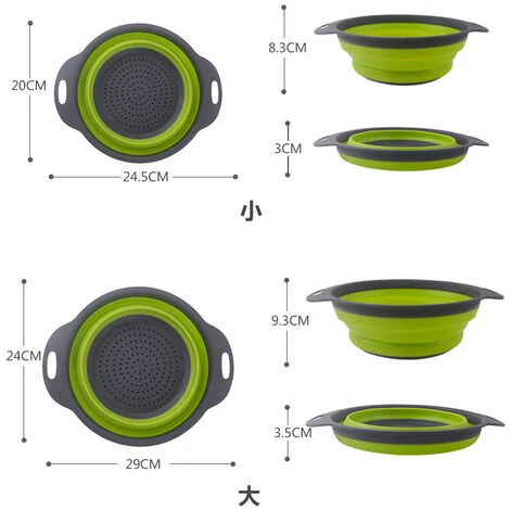 Panier égouttoir D'évier,Passoire En Silicone Pliable Vert 2pcs 2 Panier égouttoir D'évier,Passoire En Silicone Pliable Vert 2pcs – Image 2