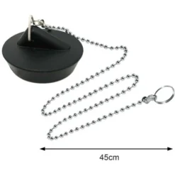 1Pièce Bouchon De Lavabo Caoutchouc Avec Chaîne, Bouchon D'évier Pour évier De Cuisine Ou De Baignoire