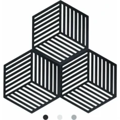 Lot De 3 Dessous De Plats Kitchen Pot Coaster Tapis De Protection En Silicone (Noir, Raya Hexagonal: 14.5x130x7.5mm)