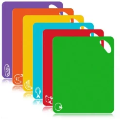 Lot De 6 Pcs Planches à Découper En Plastiques Code Couleur- Planche à Découper Plastique Sans BPA