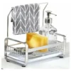 Porte Eponge Pour Evier De Cuisine,Rangement Eponge Evier Cuisine En Acier Inoxydable Adhésif&Comptoir,Organisateur Pour Brosse Vaisselle Lavette Serviette-Argent，2414.825cm