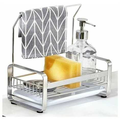 Porte Eponge Pour Evier De Cuisine,Rangement Eponge Evier Cuisine En Acier Inoxydable Adhésif&Comptoir,Organisateur Pour Brosse Vaisselle Lavette Serviette-Argent,2414.825cm 1 Porte Eponge Pour Evier De Cuisine,Rangement Eponge Evier Cuisine En Acier Inoxydable Adhésif&Comptoir,Organisateur Pour Brosse Vaisselle Lavette Serviette-Argent,2414.825cm