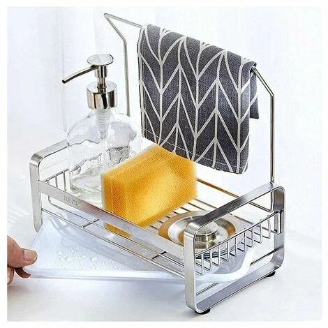 Porte Eponge Pour Evier De Cuisine,Rangement Eponge Evier Cuisine En Acier Inoxydable Adhésif&Comptoir,Organisateur Pour Brosse Vaisselle Lavette Serviette-Argent,2414.825cm 2 Porte Eponge Pour Evier De Cuisine,Rangement Eponge Evier Cuisine En Acier Inoxydable Adhésif&Comptoir,Organisateur Pour Brosse Vaisselle Lavette Serviette-Argent,2414.825cm – Image 2