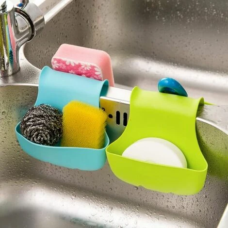 Lot De 2 Porte Éponge En Plastique Organisateur De Stockage De Cuisine De Salle De Bain Pour Double-Sink Bleu Et Vert,70g 2 Lot De 2 Porte Éponge En Plastique Organisateur De Stockage De Cuisine De Salle De Bain Pour Double-Sink Bleu Et Vert,70g – Image 2