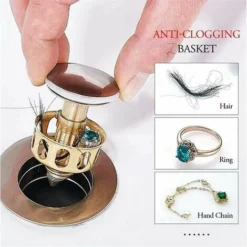 Filtre De Vidange Universel Pour Lavabo, évier Pop Up Pop Up Bouchon De Vidange Pour évier De Salle De Bain Avec Panier -Promos Gout Cuisine Boutique 100345827 3
