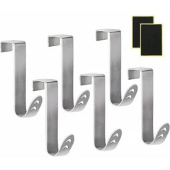 LECHUANG Lot De 6 Crochet En Porte En Acier Inoxydable+Film Protecteur En Plastique Déchirable,Sans Perçage Et Protection En Mousse ,Forme De Flèche Creuse,pour Tiroirs Placards