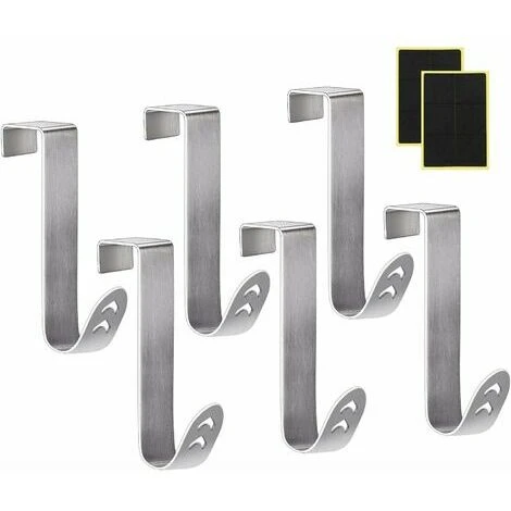 LECHUANG Lot De 6 Crochet En Porte En Acier Inoxydable+Film Protecteur En Plastique Déchirable,Sans Perçage Et Protection En Mousse ,Forme De Flèche Creuse,pour Tiroirs Placards 1 LECHUANG Lot De 6 Crochet En Porte En Acier Inoxydable+Film Protecteur En Plastique Déchirable,Sans Perçage Et Protection En Mousse ,Forme De Flèche Creuse,pour Tiroirs Placards