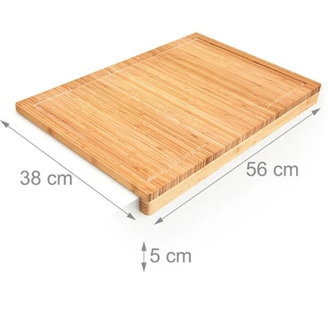 Relaxdays Planche à Découper En Bambou, Design élégant, H X L X P : Env. 5 X 56 X 38 Cm, Pour La Cuisine, Nature 4 Relaxdays Planche à Découper En Bambou, Design élégant, H X L X P : Env. 5 X 56 X 38 Cm, Pour La Cuisine, Nature – Image 4