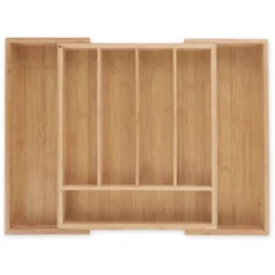 Relaxdays Range-couverts En Bambou, 5 à 7 Compartiments, Largeur De 31,5 à 49 Cm, Organiseur De Tiroir Réglable, Nature