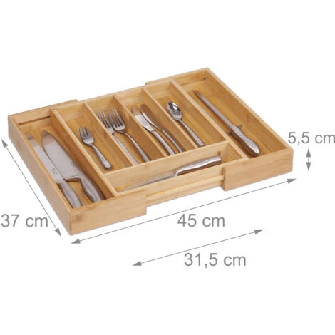 Relaxdays Range-couverts En Bambou, 5 à 7 Compartiments, Largeur De 31,5 à 49 Cm, Organiseur De Tiroir Réglable, Nature 2 Relaxdays Range-couverts En Bambou, 5 à 7 Compartiments, Largeur De 31,5 à 49 Cm, Organiseur De Tiroir Réglable, Nature – Image 2