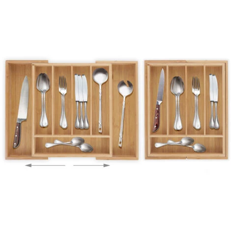 Relaxdays Range-couverts En Bambou, 5 à 7 Compartiments, Largeur De 31,5 à 49 Cm, Organiseur De Tiroir Réglable, Nature 3 Relaxdays Range-couverts En Bambou, 5 à 7 Compartiments, Largeur De 31,5 à 49 Cm, Organiseur De Tiroir Réglable, Nature – Image 3