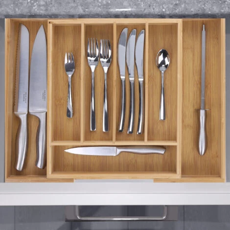 Relaxdays Range-couverts En Bambou, 5 à 7 Compartiments, Largeur De 31,5 à 49 Cm, Organiseur De Tiroir Réglable, Nature 4 Relaxdays Range-couverts En Bambou, 5 à 7 Compartiments, Largeur De 31,5 à 49 Cm, Organiseur De Tiroir Réglable, Nature – Image 4
