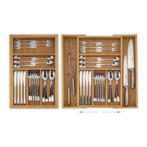 Relaxdays Range-couverts, En Bambou Et MDF, 5 à 7 Compartiments, Pour Le Tiroir, HLP : Env. 5 X 48 X 46 Cm, Nature 3 Relaxdays Range-couverts, En Bambou Et MDF, 5 à 7 Compartiments, Pour Le Tiroir, HLP : Env. 5 X 48 X 46 Cm, Nature – Image 3