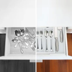 Relaxdays Boîte à Couverts Tiroir, Extensible, Largeur Variable, 5-7 Casiers, Organiseur Bambou, HLP 5x48x46cm, Blanc -Promos Gout Cuisine Boutique 10368085 5