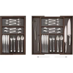 Relaxdays Boîte à Couverts Tiroir, Extensible, Largeur Variable, 5-7 Casiers, Organiseur Bambou, HLP 5x48x46cm, Marron -Promos Gout Cuisine Boutique 10368086 3