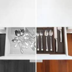 Relaxdays Boîte à Couverts Tiroir, Extensible, Largeur Variable, 5-7 Casiers, Organiseur Bambou, HLP 5x48x46cm, Marron -Promos Gout Cuisine Boutique 10368086 5