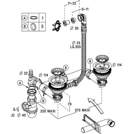 NICOLL Vidage 2 Cuves Ø90 Panier Manuel Gain De Place 2 NICOLL Vidage 2 Cuves Ø90 Panier Manuel Gain De Place – Image 2
