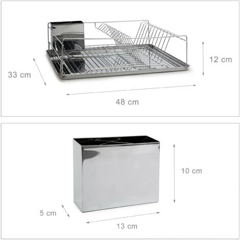Relaxdays Égouttoir à Vaisselle, En Acier Inoxydable, HLP : Env. 33 X 48 X 12 Cm, Pour La Cuisine, Argenté 5 Relaxdays Égouttoir à Vaisselle, En Acier Inoxydable, HLP : Env. 33 X 48 X 12 Cm, Pour La Cuisine, Argenté – Image 5