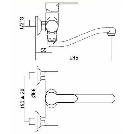 Mitigeur évier Mural Avec Tuyau Serpent Paffoni BLU161CR Chromé 2 Mitigeur évier Mural Avec Tuyau Serpent Paffoni BLU161CR Chromé – Image 2