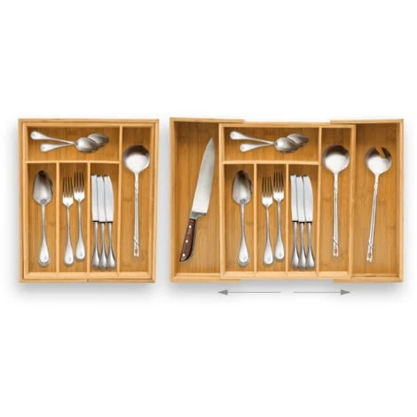 Relaxdays Organiseur De Tiroir, Range-couverts Extensible, En Bambou, 5x29-48x34 Cm, Pour La Cuisine, Nature 3 Relaxdays Organiseur De Tiroir, Range-couverts Extensible, En Bambou, 5x29-48x34 Cm, Pour La Cuisine, Nature – Image 3