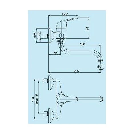 Mitigeur évier Mural Piralla Zoe 0ZO00062A16 Chromé 2 Mitigeur évier Mural Piralla Zoe 0ZO00062A16 Chromé – Image 2