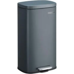 Songmics Poubelle De Cuisine, Poubelle à Pédale De 30L, Seau Interne En Plastique, Couvercle à Charnière, Fermeture Souple, Anti-Odeur Et Hygiénique, Gris Fumé LTB03GS