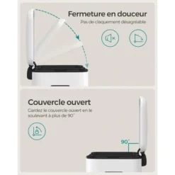 Songmics Double Poubelle, Poubelle De 2 X 20L, Poubelle En Métal Avec Deux Seaux, Seaux Intérieurs En Plastique Et Couvercle à Charnière, Poignée, Fermeture Souple, Hermétique, Blanc LTB40WT 8 Songmics Double Poubelle, Poubelle De 2 X 20L, Poubelle En Métal Avec Deux Seaux, Seaux Intérieurs En Plastique Et Couvercle à Charnière, Poignée, Fermeture Souple, Hermétique, Blanc LTB40WT -Promos Gout Cuisine Boutique 11644549 4