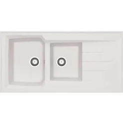 Evier à Poser En Résine Montréal Blanc Longueur 120 Cm 2 Cuves - Moderna