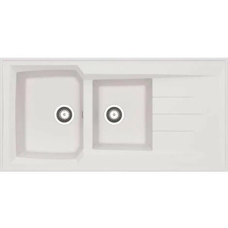 Evier à Poser En Résine Montréal Blanc Longueur 120 Cm 2 Cuves - Moderna 1 Evier à Poser En Résine Montréal Blanc Longueur 120 Cm 2 Cuves - Moderna
