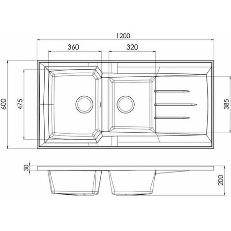 Evier à Poser En Résine Montréal Blanc Longueur 120 Cm 2 Cuves - Moderna 2 Evier à Poser En Résine Montréal Blanc Longueur 120 Cm 2 Cuves - Moderna – Image 2