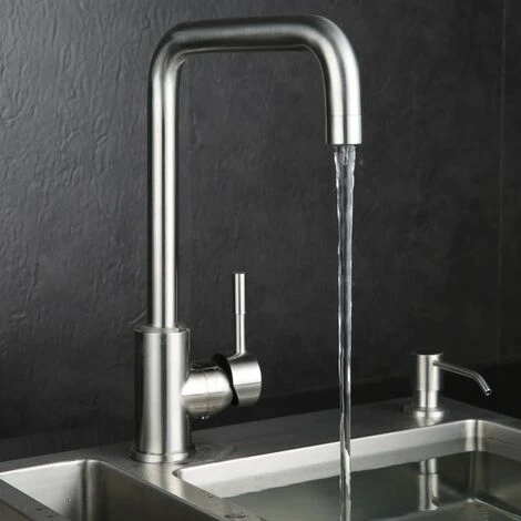 Robinet Evier Avec Bec Haut Mitigeur Cuisine Brossé Rotatif à 360° Robinetterie Anti-calcaire En Acier Inox , Mousseur Démontable 2 Robinet Evier Avec Bec Haut Mitigeur Cuisine Brossé Rotatif à 360° Robinetterie Anti-calcaire En Acier Inox , Mousseur Démontable – Image 2