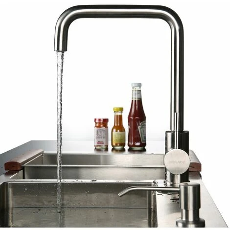 Robinet Evier Avec Bec Haut Mitigeur Cuisine Brossé Rotatif à 360° Robinetterie Anti-calcaire En Acier Inox , Mousseur Démontable 5 Robinet Evier Avec Bec Haut Mitigeur Cuisine Brossé Rotatif à 360° Robinetterie Anti-calcaire En Acier Inox , Mousseur Démontable – Image 5