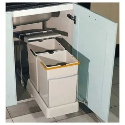 Poubelle Coulissante - 2 Bacs - 28 L - Hauteur 420 Mm - Nombre De Seaux : 2 - Décor : Gris - Contenance : 28 L - Pour Caisson De Largeur : 350 Mm - Hauteur : 420 Mm - Profondeur : 440 Mm - Largeur : 2 -Promos Gout Cuisine Boutique 13477540 3