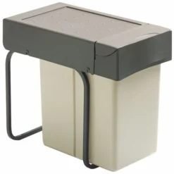 Poubelle De Cuisine Coulissante - 1 Bac - 21 L - Nombre De Seaux : 1 - Décor : Gris - Contenance : 21 L - Pour Caisson De Largeur : 300 Mm - Hauteur : 398 Mm - Profondeur : 450 Mm - Largeur : 255 Mm -