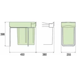 Poubelle De Cuisine Coulissante - 1 Bac - 21 L - Nombre De Seaux : 1 - Décor : Gris - Contenance : 21 L - Pour Caisson De Largeur : 300 Mm - Hauteur : 398 Mm - Profondeur : 450 Mm - Largeur : 255 Mm - -Promos Gout Cuisine Boutique 13485245 3