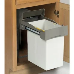 Poubelle De Cuisine Coulissante - 1 Bac - 21 L - Nombre De Seaux : 1 - Décor : Gris - Contenance : 21 L - Pour Caisson De Largeur : 300 Mm - Hauteur : 398 Mm - Profondeur : 450 Mm - Largeur : 255 Mm - -Promos Gout Cuisine Boutique 13485245 4