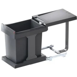 HAILO Poubelle Coulissante - 20 L - Amortisseur : Sans - Contenance : 20 L - Décor : Gris - Hauteur : 400 Mm - Largeur : 245 Mm - Matériau : Acier / Plastique - Nombre De Seaux : 1 - Pour Caisson De Largeur