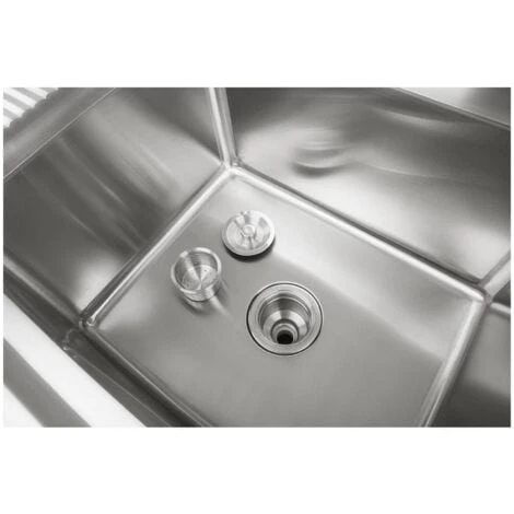 Meuble Sous Évier En Inox De Qualité Hauteur Réglable Rebord Arrière 2 Portes 2 Meuble Sous Évier En Inox De Qualité Hauteur Réglable Rebord Arrière 2 Portes – Image 2