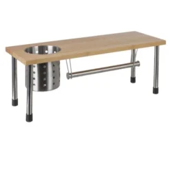 Etagère De Cuisine Porte Ustensiles Et Essuie-tout En Bambou - 55 X 20 X 21
