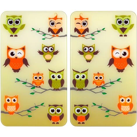 WENKO Protection Plaque De Cuisson, Protection Plaque Induction En Verre Trempé Chouette, Lot De 2, 30 X 52 Cm 1 WENKO Protection Plaque De Cuisson, Protection Plaque Induction En Verre Trempé Chouette, Lot De 2, 30 X 52 Cm