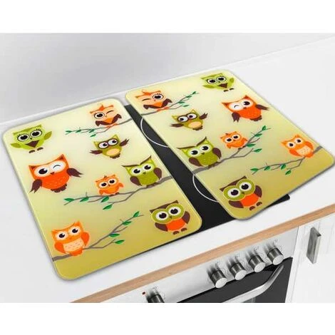 WENKO Protection Plaque De Cuisson, Protection Plaque Induction En Verre Trempé Chouette, Lot De 2, 30 X 52 Cm 2 WENKO Protection Plaque De Cuisson, Protection Plaque Induction En Verre Trempé Chouette, Lot De 2, 30 X 52 Cm – Image 2