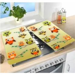 WENKO Protection Plaque De Cuisson, Protection Plaque Induction En Verre Trempé Chouette, Lot De 2, 30 X 52 Cm 5 WENKO Protection Plaque De Cuisson, Protection Plaque Induction En Verre Trempé Chouette, Lot De 2, 30 X 52 Cm -Promos Gout Cuisine Boutique 16527664 3