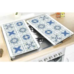 WENKO Protection Plaque De Cuisson, Couvre Plaque De Cuisson En Verre Carreaux, Lot De 2, 30 X 52 Cm -Promos Gout Cuisine Boutique 16527669 3