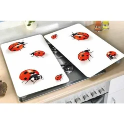 WENKO Protection Plaque De Cuisson, Couvre Plaque De Cuisson En Verre Coccinelle, Lot De 2, Verre Trempé, 30x52 Cm, Multicolore -Promos Gout Cuisine Boutique 16527670 3