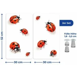 WENKO Protection Plaque De Cuisson, Couvre Plaque De Cuisson En Verre Coccinelle, Lot De 2, Verre Trempé, 30x52 Cm, Multicolore -Promos Gout Cuisine Boutique 16527670 4