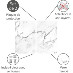 WENKO Protection Plaque De Cuisson, Couvre Plaque De Cuisson En Verre Marbre, Lot De 2, Verre Trempé, 30x52 Cm, Multicolore 7 WENKO Protection Plaque De Cuisson, Couvre Plaque De Cuisson En Verre Marbre, Lot De 2, Verre Trempé, 30x52 Cm, Multicolore -Promos Gout Cuisine Boutique 16527830 3