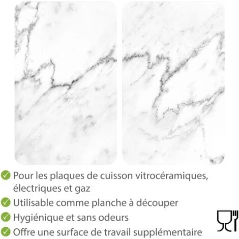 WENKO Protection Plaque De Cuisson, Couvre Plaque De Cuisson En Verre Marbre, Lot De 2, Verre Trempé, 30x52 Cm, Multicolore 4 WENKO Protection Plaque De Cuisson, Couvre Plaque De Cuisson En Verre Marbre, Lot De 2, Verre Trempé, 30x52 Cm, Multicolore – Image 4