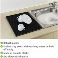 WENKO Tapis égouttoir Vaisselle Noir, Tapis De Bar Maxi, Tapis Vaisselle, Compatible Lave Vaisselle, Plastique Souple, 40x30 Cm, Noir -Promos Gout Cuisine Boutique 16527877 4