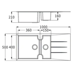 Évier De Synthèse Noir Moucheté TUNIA 1 Bac 1/2 - 1 égouttoir -Promos Gout Cuisine Boutique 16737090 4